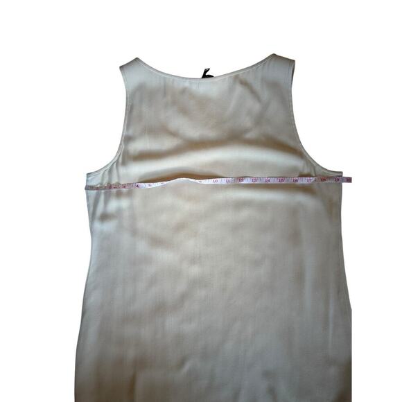 EILEEN FISHER Tank Medium 100% Silk Georgette Crepe Bone Scoop Neck Tunic Women - Picture 6 of 7